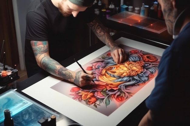 Mani creative Acquerello Pittura disegno su carta Artigianato artistico e ispirazione in un laboratorio colorato