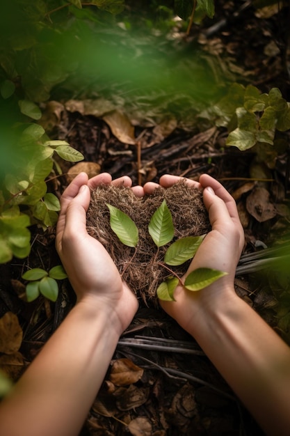 Mani, cuore e natura per l'unità, pace ed ecologia in un parco.