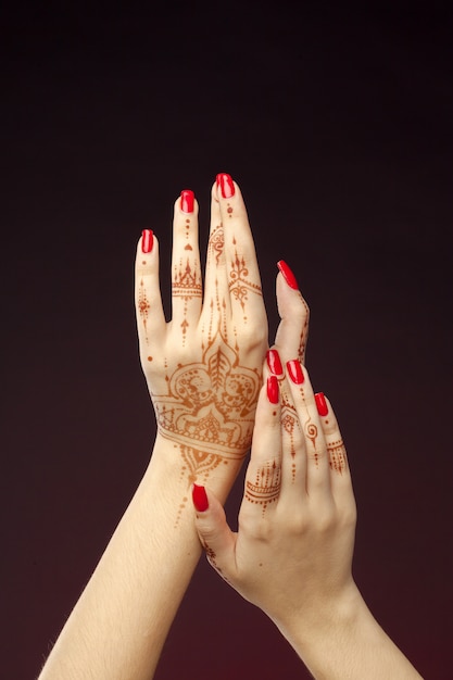 Mani di donna con mehndi