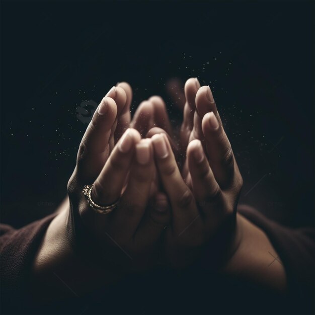 Mani di preghiera con fede nella religione e nella credenza