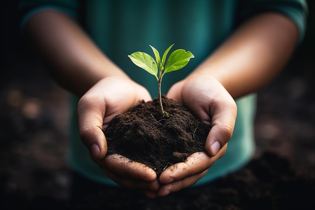 Mani premurose che coltivano la vita dalla Terra