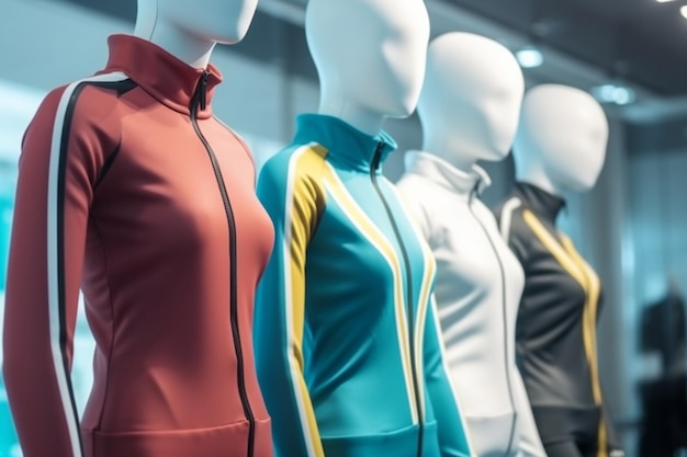 Manichini vestiti con abiti sportivi alla moda