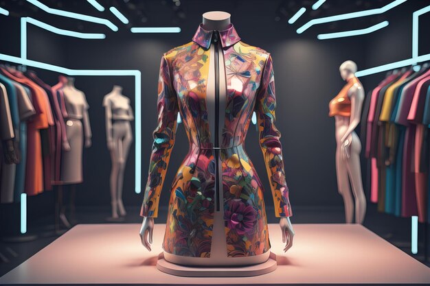 Manichino di moda futuristico nel negozio ai generative