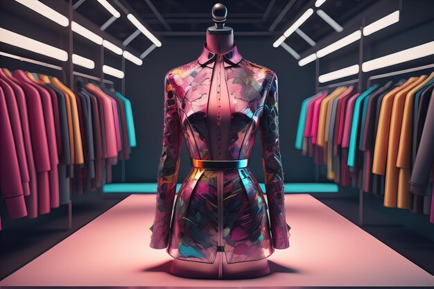 Manichino di moda futuristico nel negozio ai generative