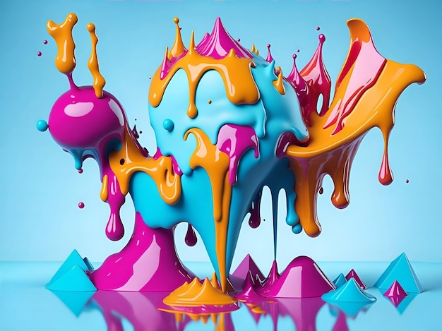 Manifesti liquidi 3d colorati con schizzi di forme astratte