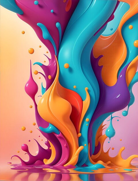 Manifesti liquidi 3d colorati con schizzi di forme astratte
