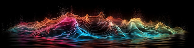 Manifesto astratto musica sogno onde colorate gradienti AI generativa