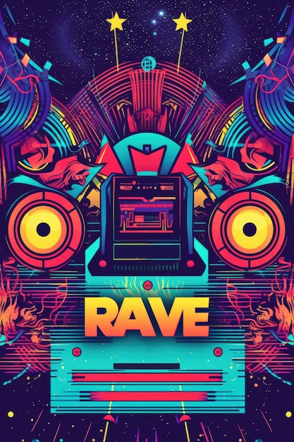 Manifesto del rave party Illustrazione AI GenerativexA