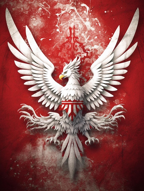 Manifesto della festa rossa e bianca dell'indonesia con il simbolo garuda