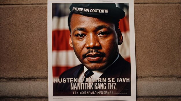 Manifesto o poster del giorno di Martin Luther King sullo sfondo di Mlk con la silhouette di Martin Luther king