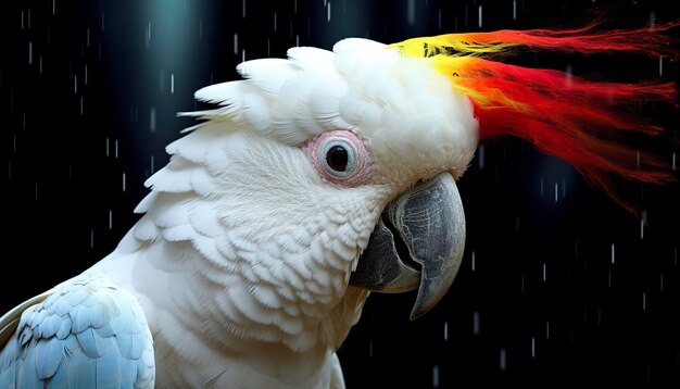 Manipolazione fotografica digitale di un pappagallo bianco AI generativa