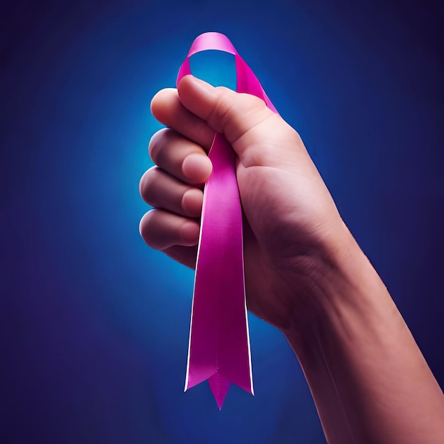 Mano che tiene il nastro rosa per la Giornata mondiale contro il cancro