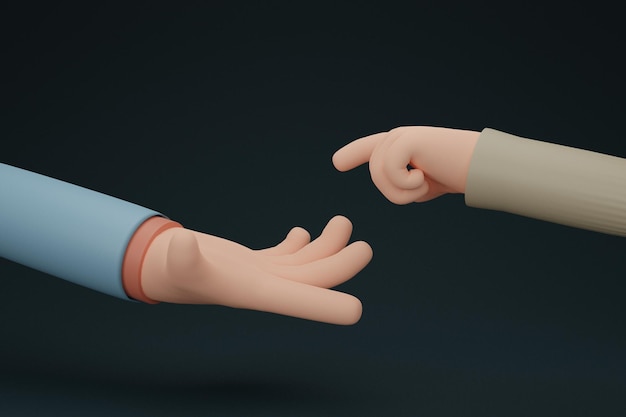 Mano che tiene le maniIl giorno di San Valentino Prendi la mia scritta a mano Mani femminili e maschili insieme Coppia in amore3D rendering illustrazione