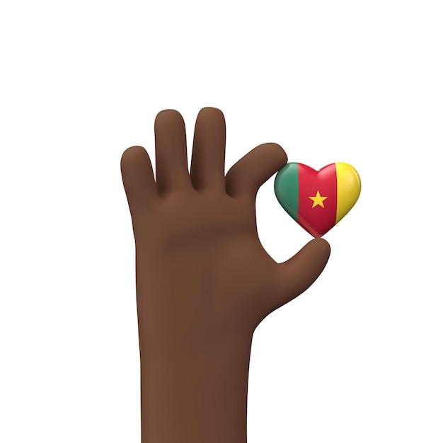 Mano che tiene una bandiera senegalese cuore comunità insieme concetto d rendering