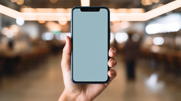 Mano con mockup di telefono cellulare Illustrazione AI GenerativexA