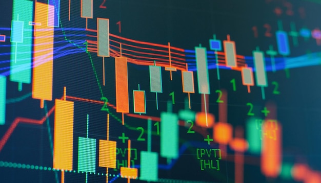 Mano dell'uomo d'affari che lavora sull'analisi dei grafici di investimento per il mercato Forex e il mercato commerciale dell'oro