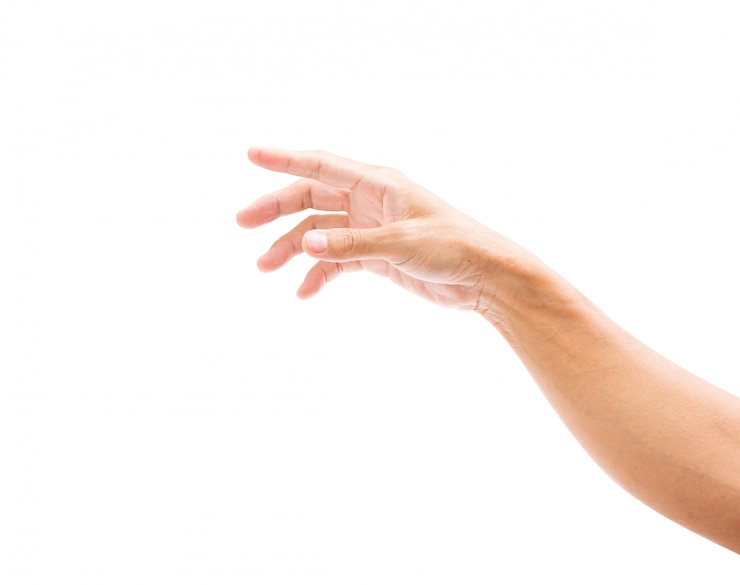 Foto mano dell'uomo isolata su fondo bianco