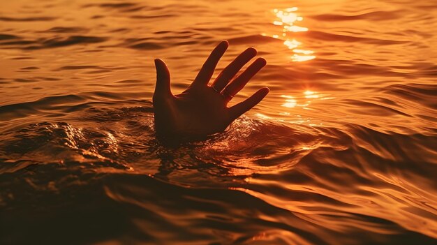 Mano sotto il concetto di annegamento dell'acqua