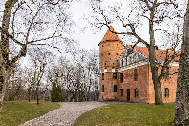 Manor e paesaggio del giardino del castello di Raudondvaris Lituania