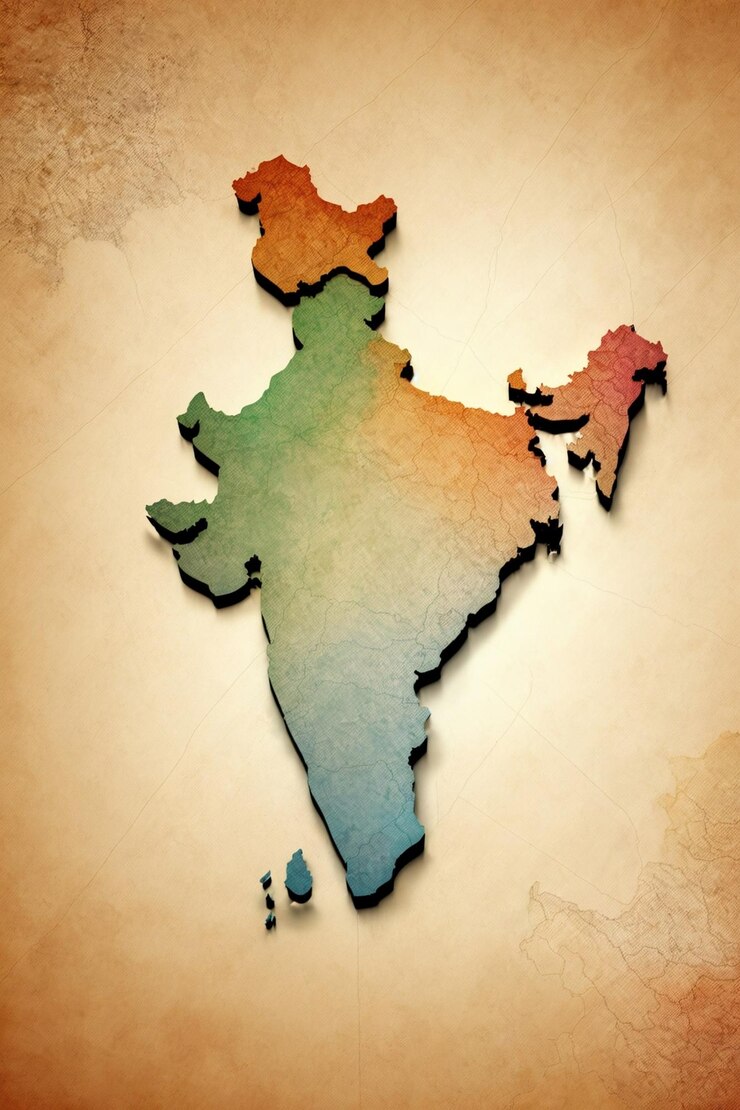 Mappa 3D dell'India su uno sfondo semplice