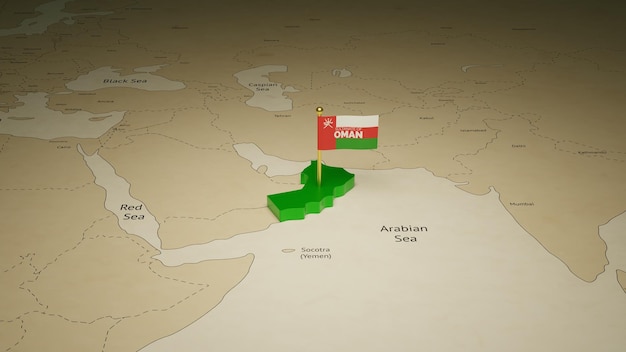 Mappa 3D dell'Oman per celebrare il giorno dell'Indipendenza