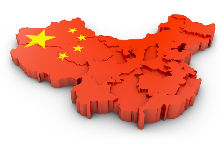 Foto mappa 3d della cina su uno sfondo bianco. rendering 3d.