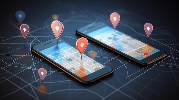 Mappa App per mappe per smartphone con navigazione GPS generata dall'intelligenza artificiale