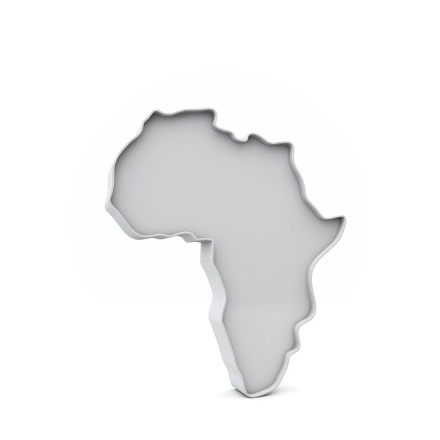 Mappa d'Africa semplice nel rendering bianco grigio d