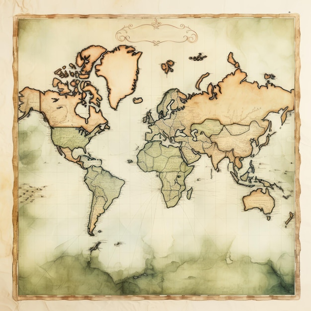 Mappa d'epoca con consistenza ad acquerello