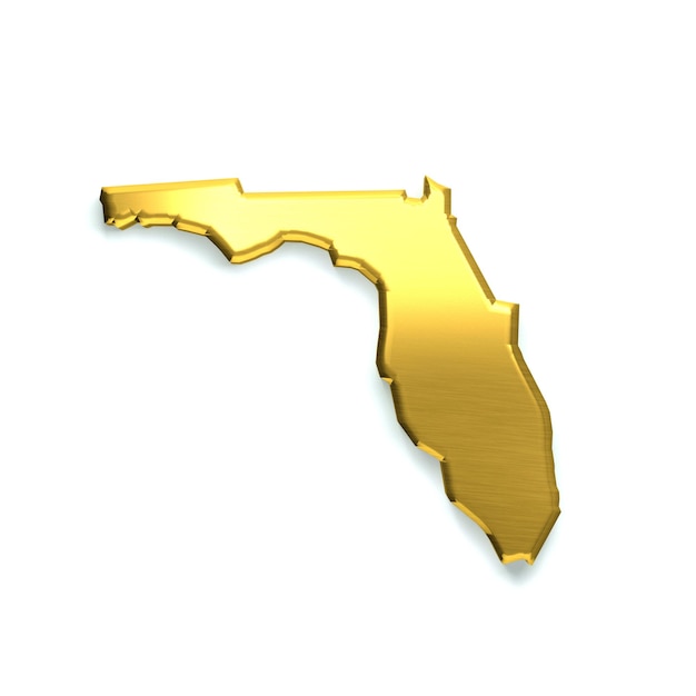 Mappa d'oro della Florida per l'illustrazione 3D dell'idea di business