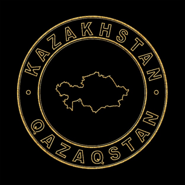 Mappa del Kazakistan timbro dorato sfondo nero
