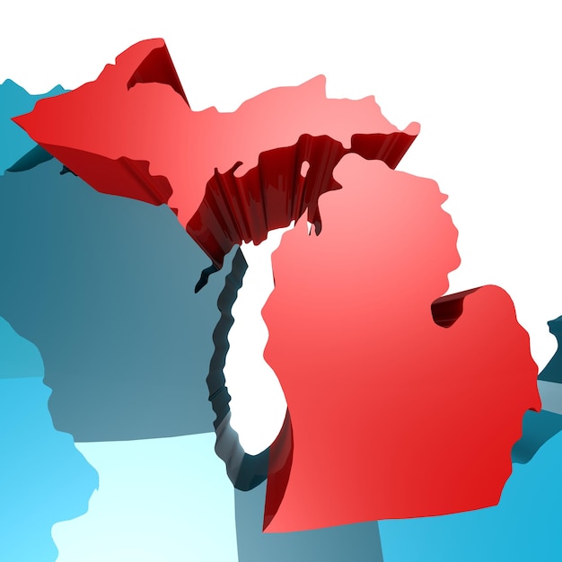 Mappa del Michigan sulla mappa blu degli Stati Uniti