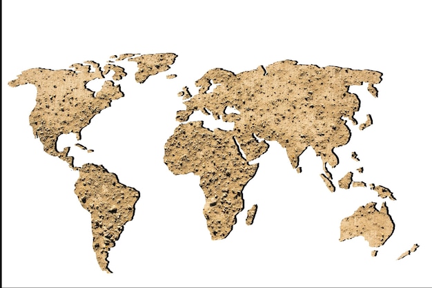 Mappa del mondo approssimativamente delineata con sfondo muro