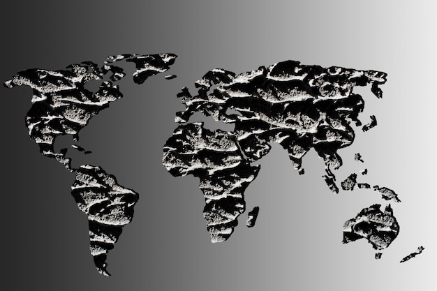 Mappa del mondo approssimativamente disegnata con modelli