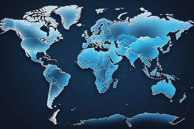Mappa del mondo astratta in blu