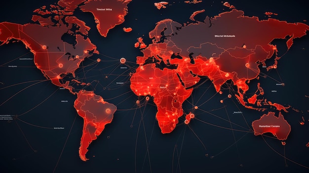 Mappa del mondo della connessione tecnologica generata dall'AI Immagine