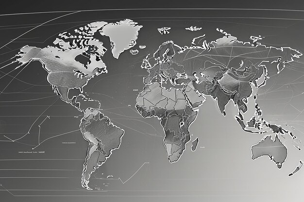 Mappa del mondo di connessione alla rete globale concetto di composizione di punti e linee di illustrazione vettoriale aziendale globale