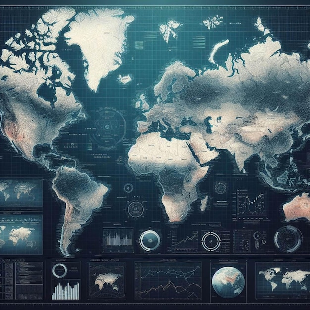 Mappa del mondo digitale colorata