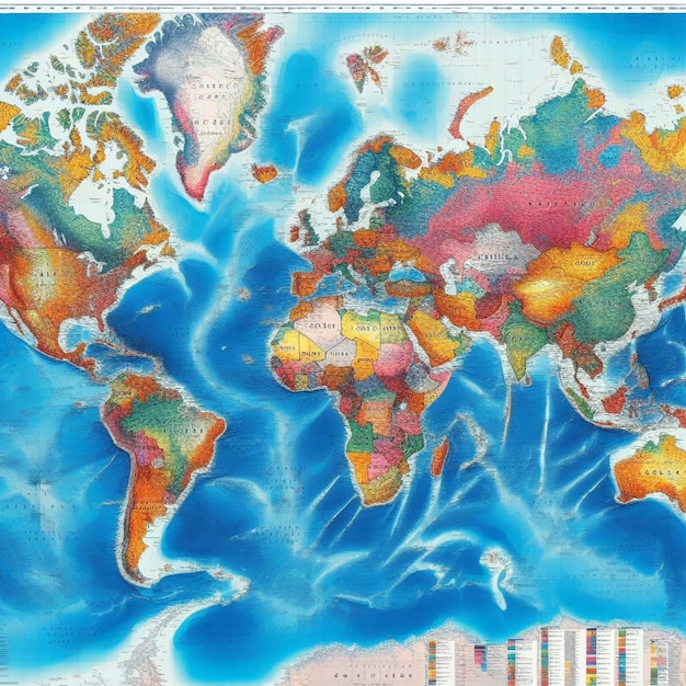 Mappa del mondo digitale colorata