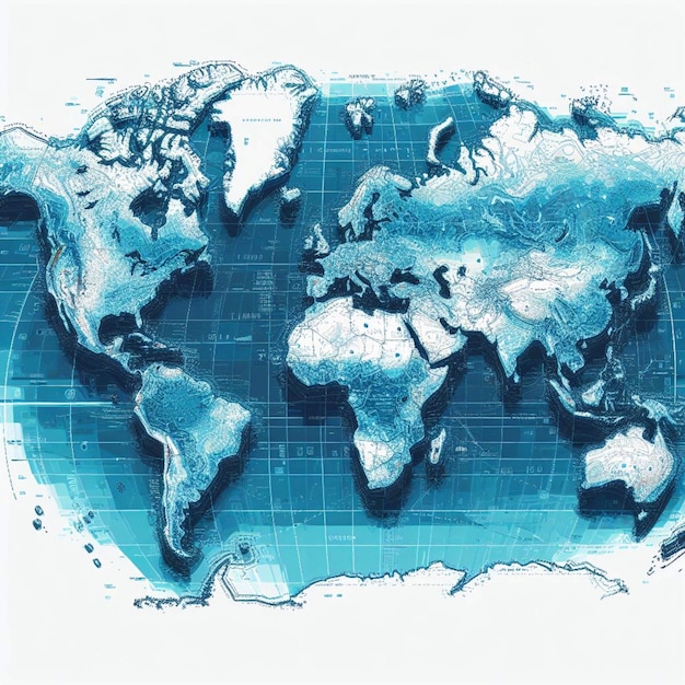 Mappa del mondo digitale colorata