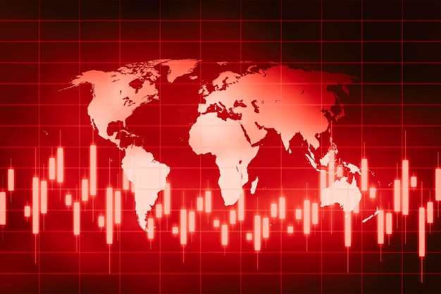 Mappa del mondo e grafico dei dati finanziari