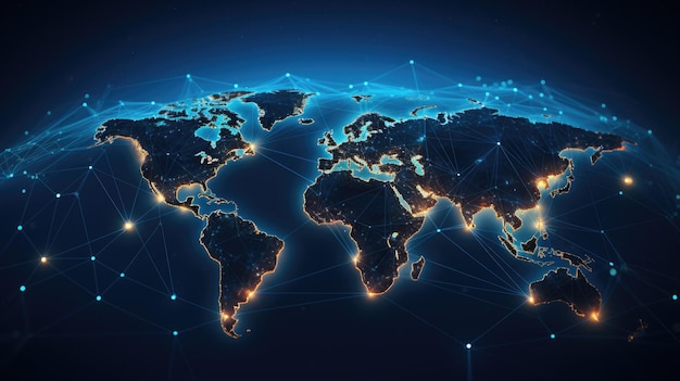 mappa del mondo globo dati tecnologia di rete background rete wallpaper design