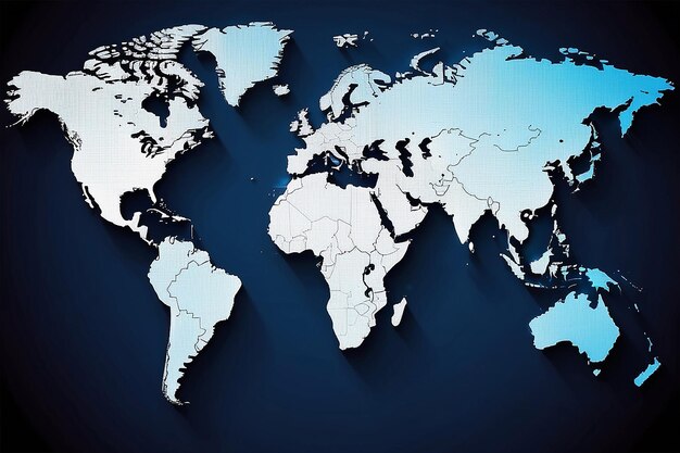 Mappa del mondo in punti contro un'illustrazione astratta sullo sfondo