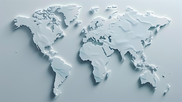 Mappa del mondo minimalista per l'istruzione della geografia semplificata