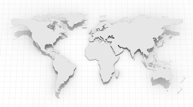 Mappa del mondo su sfondo griglia