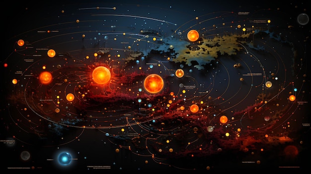 Mappa del sistema solare con tutti i pianeti in esso Generativa AI