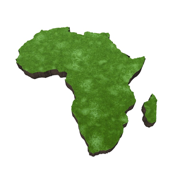 Mappa dell'Africa con rendering di erba e suolo d