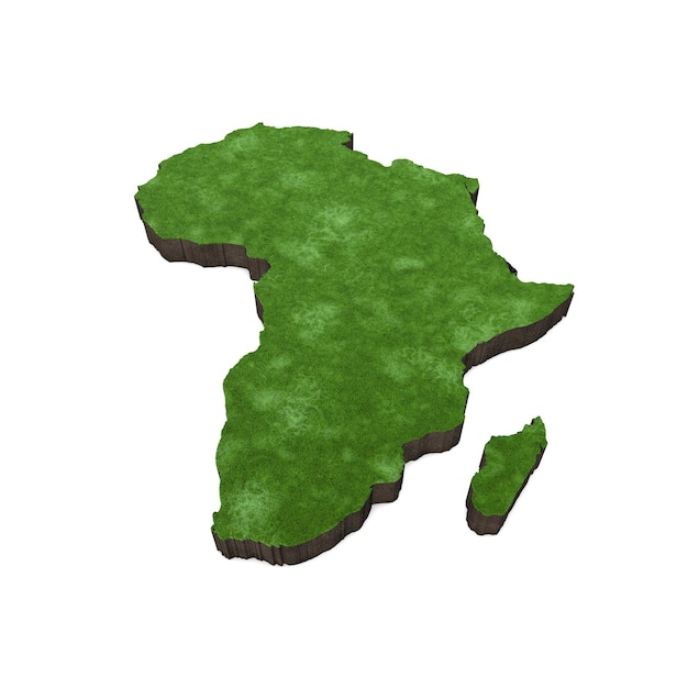 Mappa dell'Africa con rendering di erba e suolo d