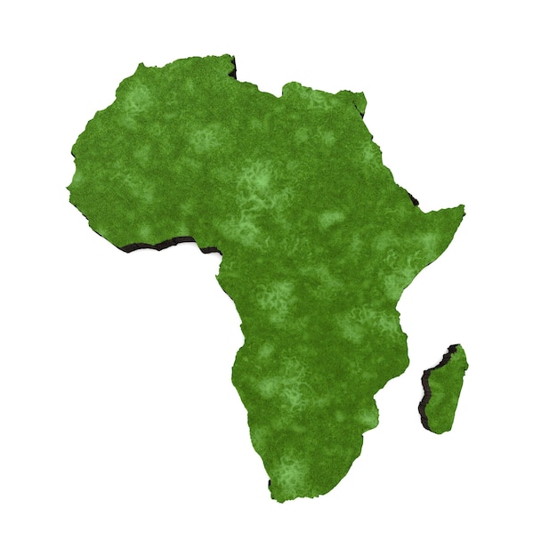 Mappa dell'Africa con rendering di erba e suolo d