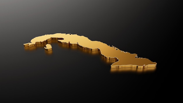 Mappa dell'oro di Cuba su sfondo nero 3d'illustrazione